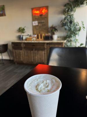 White hot chocolate with oat milk