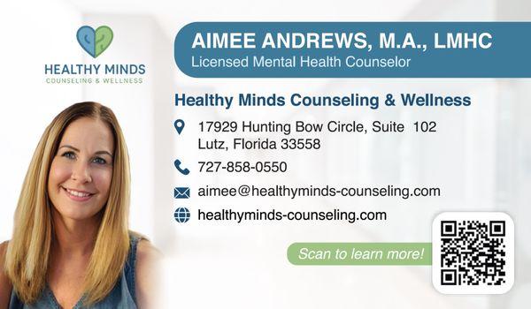 Aimee Andrews, LMHC
Child & Family Therapist
