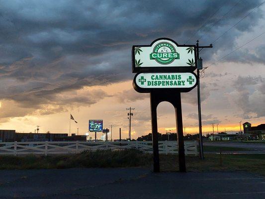 The sign just off the highway.