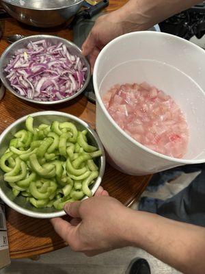 Pescado con vegetales