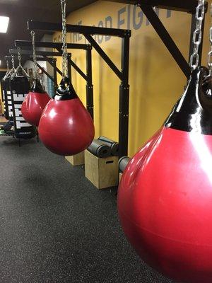 Our heavy bags and aqua bags provide a workout unlike anything else. We are told nearly every class how much fun our workouts are.