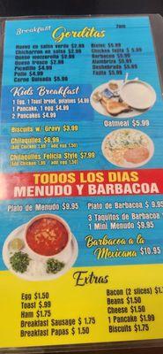 Breakfast menu back.