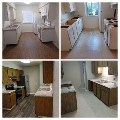 Kitchen Remodel countertops, flooring, and lighting