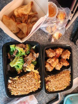 Beef with Broccoli, General Chaos and some Cream Cheese Rangoon