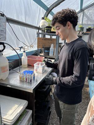 Student analyzing water