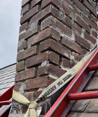 Chimney being cleaned