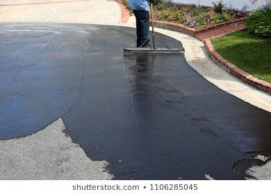 Seal coating driveway