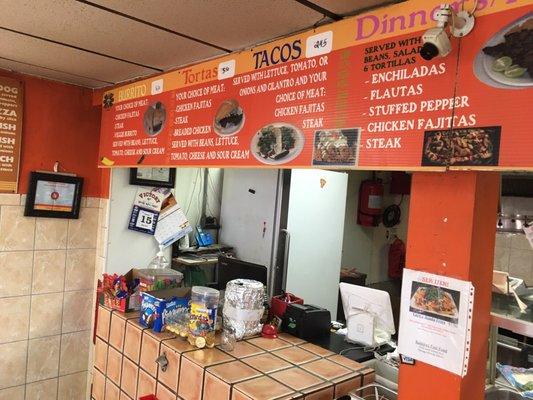 Inside front counter of the restaurant.