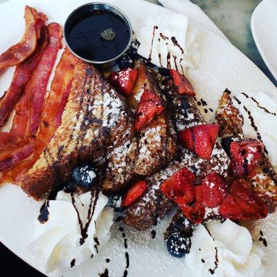 French toast with a side of bacon