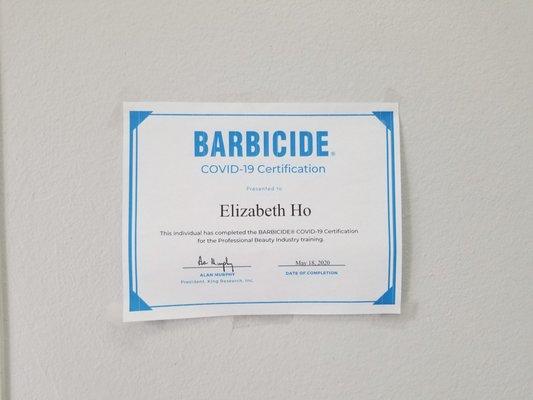 BARBICIDE® COVID-19 Certification This program is designed to present the most current information that is pertinent to hair stylists!