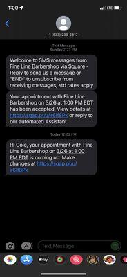 The text I got an hour before my appointment which so automatic i'm sure but why was I able to book this appointment if they're closed??