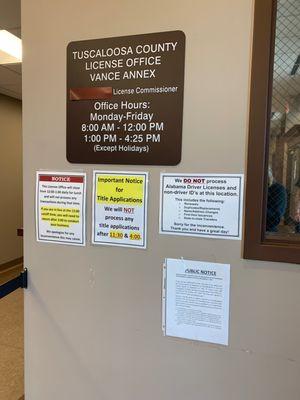 Tuscaloosa County License Department-Vance