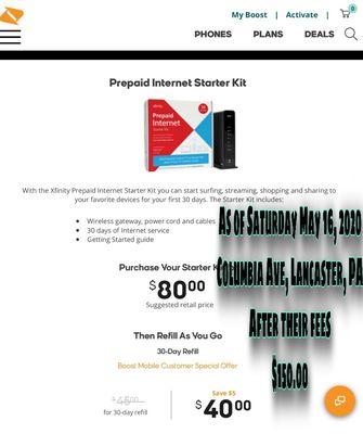 the local deal for the xfinity prepaid service! You get to pay almost double for all the "help" provided in the store!