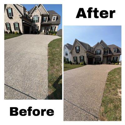 Before and after driveway sealing job