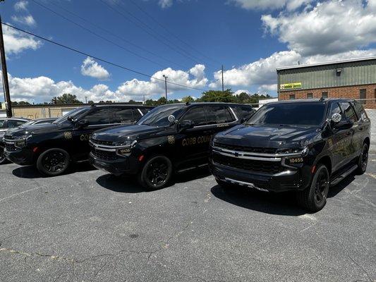 Tahoe police vehicle tint 20% sides and 35% windshield