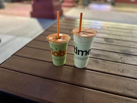 Matcha Milk Tea & Pistachio Matcha Milk Tea. ( ^_^)b