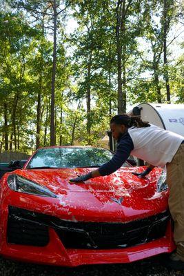 C8 Corvette Z06 got a mobile visit for a paint enhancement followed by a 5 year ceramic coating.