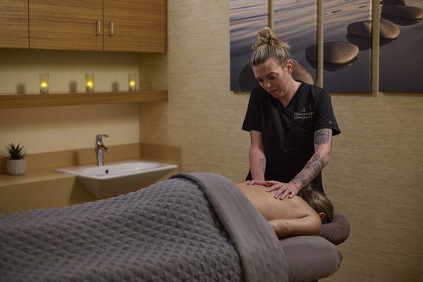 Massage options include deep tissue, aromatherapy, hot stone, reflexology, prenatal, and more!