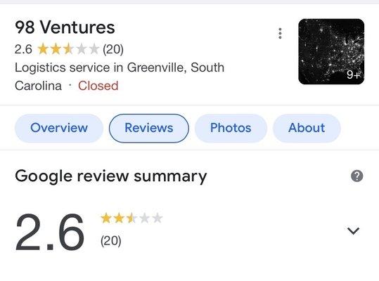 98 Ventures Google Review Page.
