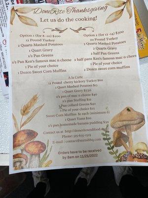 Thanksgiving menu options