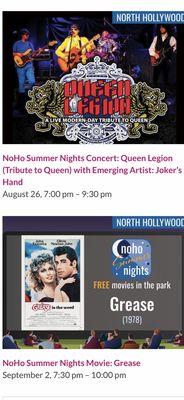 Free Concerts & Movies in the Park All Summer Long @ North Hollywood Park in North Hollywood brought to you by Valley Cultural