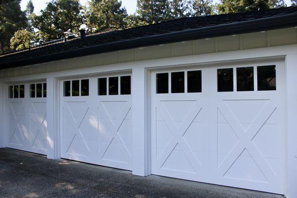 White Carriage Barn Style Garage Doors
