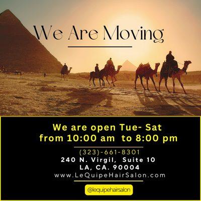 We are moving to Silver Lake Plaza. Only 6 minute away from other salon. Can't wait to see you there!