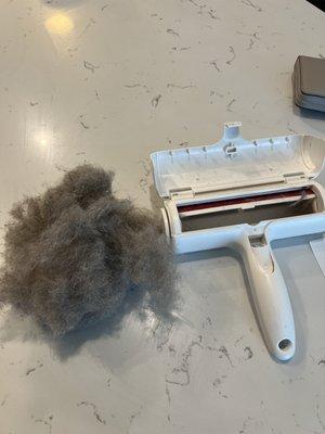 Hair pulled up after cleaning