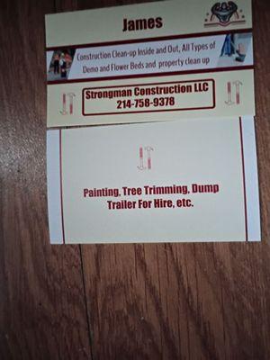 My business card if you need any of the things on the card done please feel free to give me a call