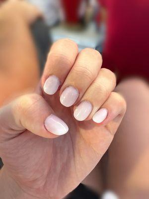 Short Pink and White Ombre Acrylic Nails