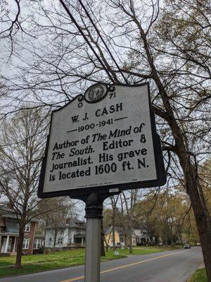 WJ Cash Historical Marker