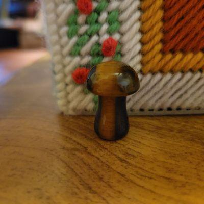 My adorable little glass mushroom I bought at Poppylion.