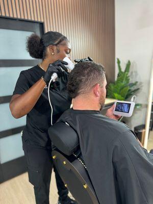 Experience luxury scalp carre.