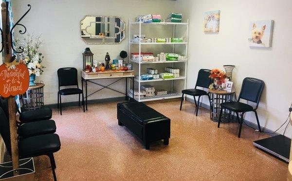 Our spacious lobby where we carry Royal Canin dog and cat food.