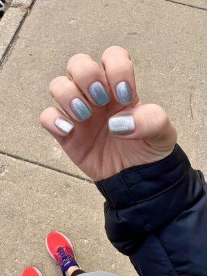 Light blue catseye gel manicure :)