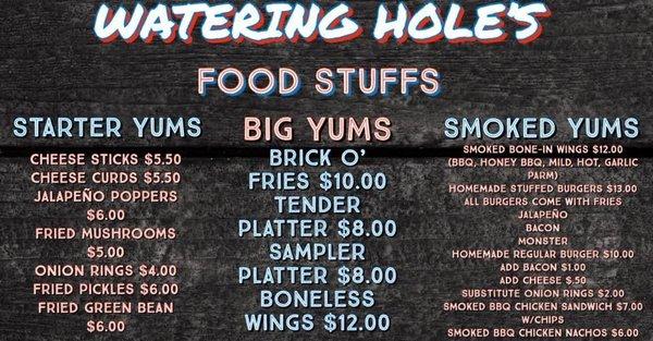 Full menu
Kitchen is open if bar is open