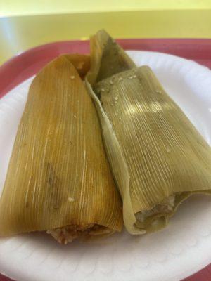 Chicken and beef tamal