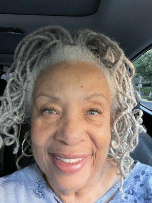 My natural hair without perm chemicals or color. I had Akilah loc it years ago.. I placed them in a high ponytail but now past my shoulders