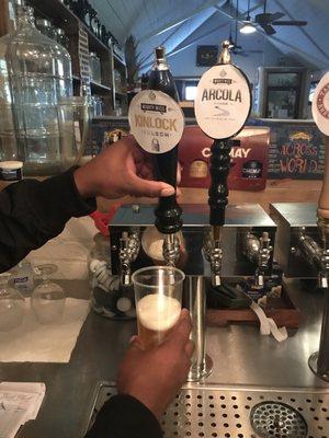 Several local craft beers on tap