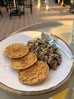 Wagyu crudo was tart and tasty.