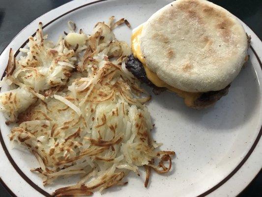 Back again! It might not look like much in pictures but this sausage, egg and cheese breakfast sandwich was delicious!!!