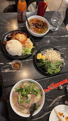 Pho combo with beef and meatballs