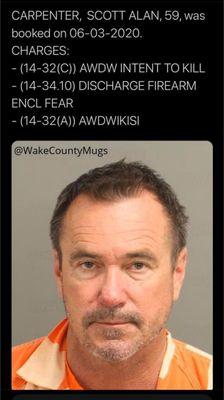 This monster is a RACIST!! He was charged on 6/3/20 for attempting to murder my brother and his friends!!! Just look at those charges