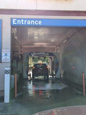 Low car friendly, no rail tracks. You just park on the wheel stop and the machine moves, not the car.