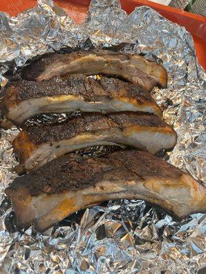 Rubbed baby back ribs.