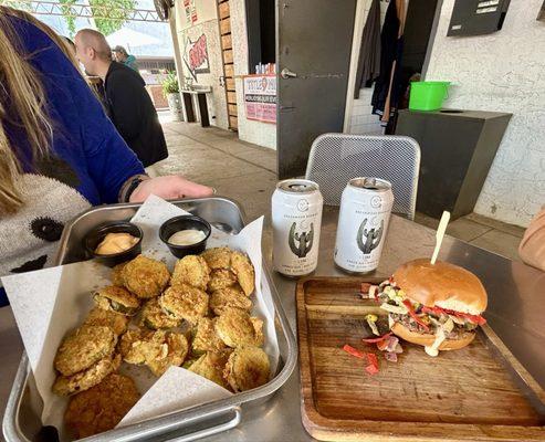 Fried pickles & Slider. Delicious!