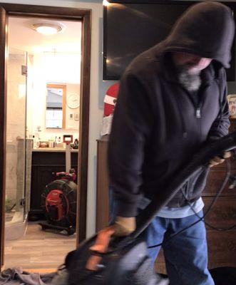 Packing up equipment.