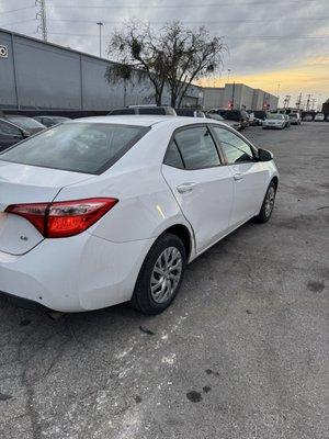 Car after tow. Lucky no damage