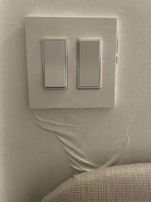 A lot of water damage throughout our room and poorly fixed or unfixed.