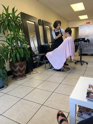 Husbands first time here. Hopefully shes good so he doesn't need to go to koreatown for haircuts.